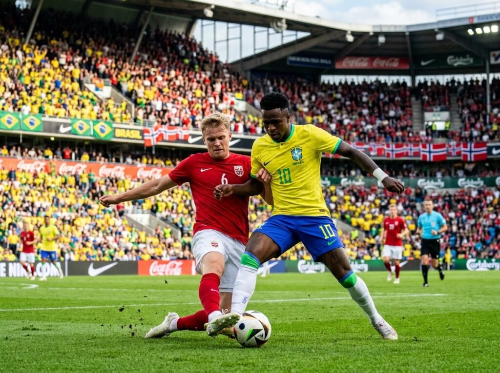 Brazil Norway soccer match duel 202607052357